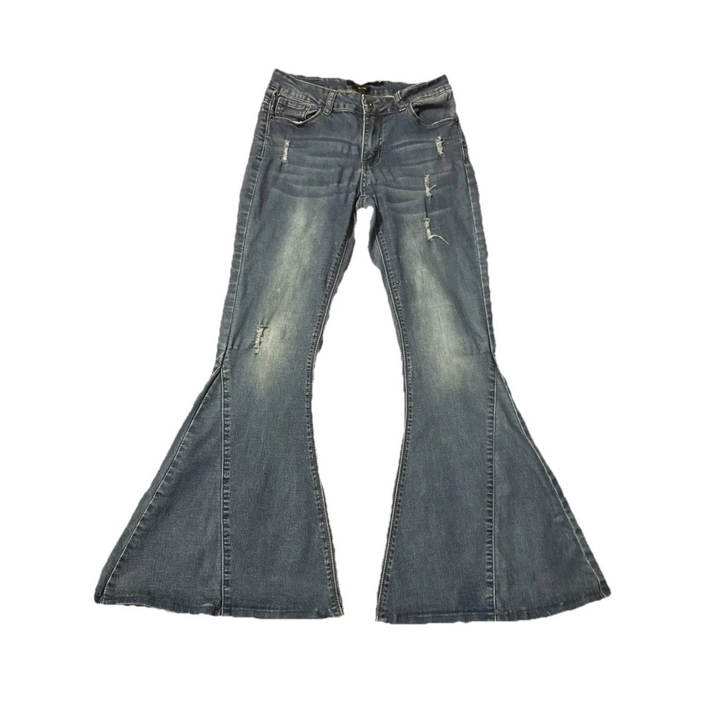 Lucky & Blessed Mid Rise Flare Jean STRETCH  4 Bell Bottom Boho Hippie Gothic